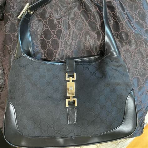 authentic gucci jackie black canvass|gucci jackie silhouette collection.